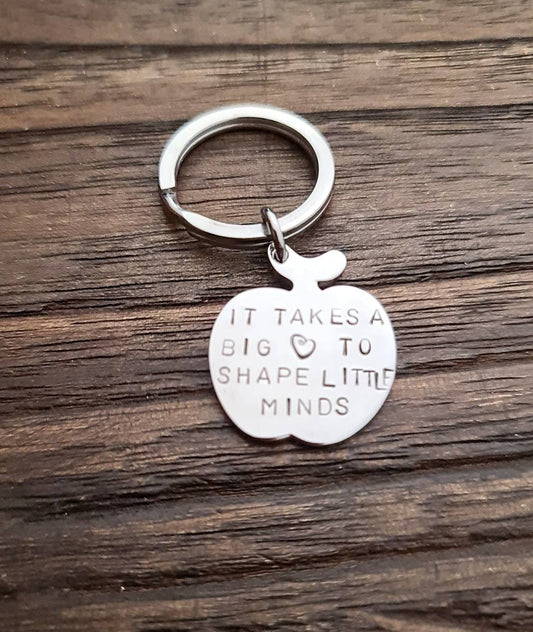 Apple Key Ring, Personalized Gift Charm Keyring, Stainless Steel, Personalised Keyring, Teachers gift, Christmas gift