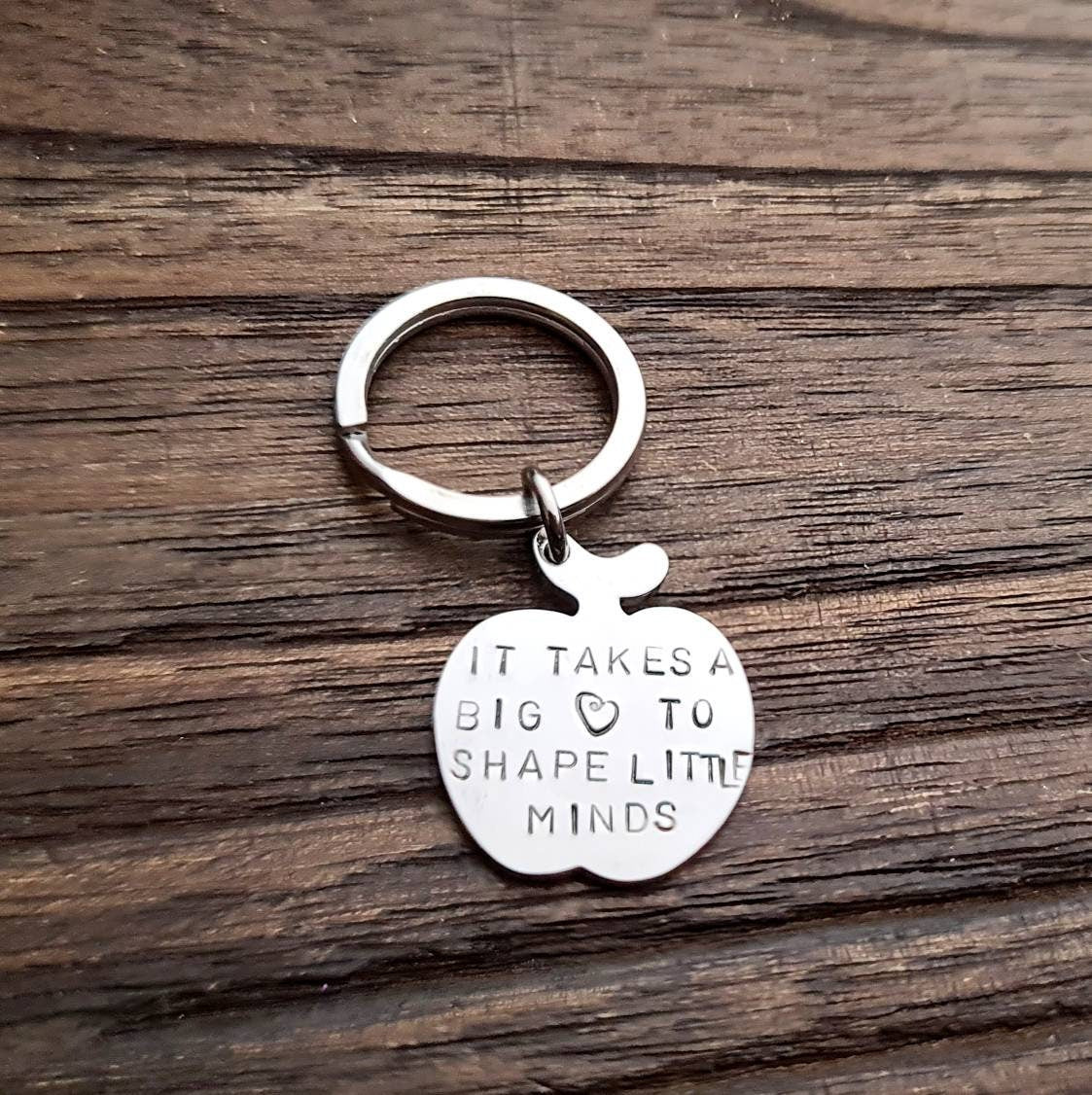 Apple Key Ring, Personalized Gift Charm Keyring, Stainless Steel, Personalised Keyring, Teachers gift, Christmas gift