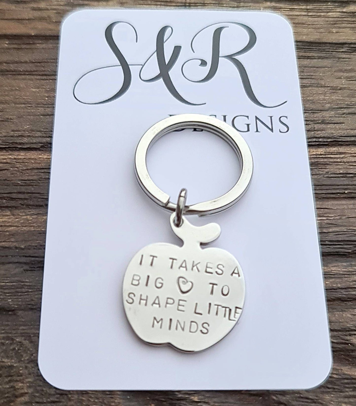 Apple Key Ring, Personalized Gift Charm Keyring, Stainless Steel, Personalised Keyring, Teachers gift, Christmas gift
