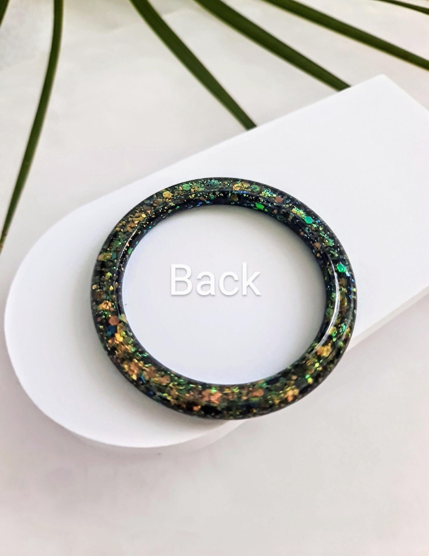 Luxury Green Glitter Resin Bangle, Chameleon Green Gold Blue Mix, Iridescent Statement Bangle, Handcrafted Elegant Jewellery, Gift for Her