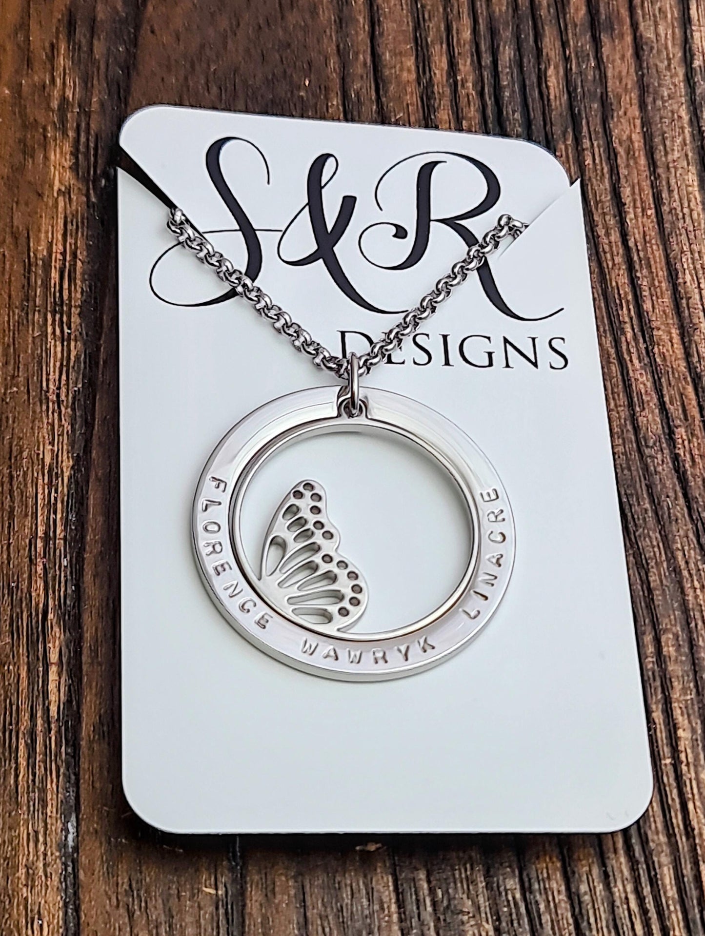 Personalized Name Butterfly Necklace, Name Necklace, Personalised Hand Stamped Necklace, Design your Own Necklace, Mothers Gift, Grandmother