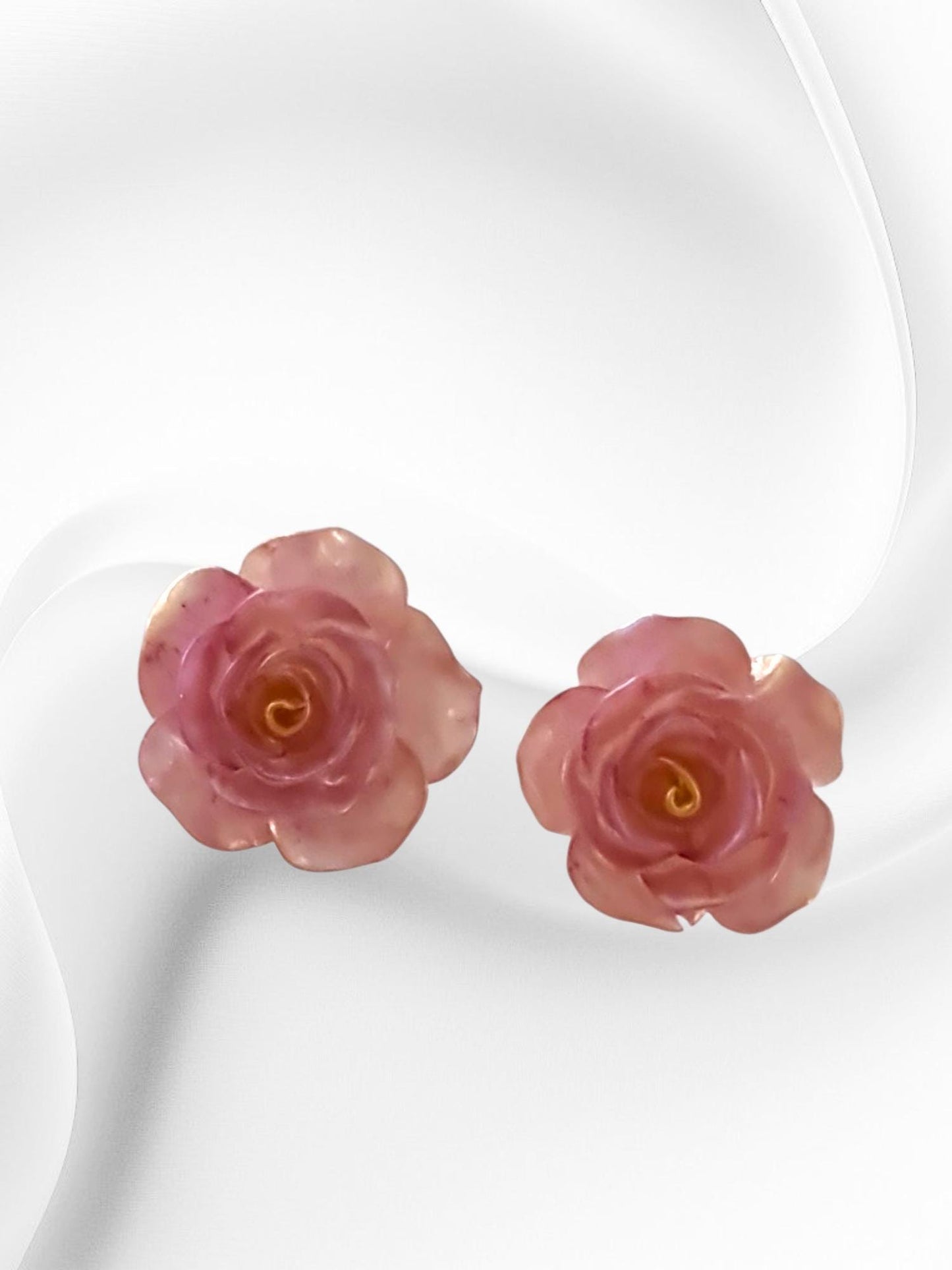 Handmade Pink Resin Rose Stud Earrings, Elegant Floral Earrings, Lightweight & Hypoallergenic, Gift for her, Flower Lover