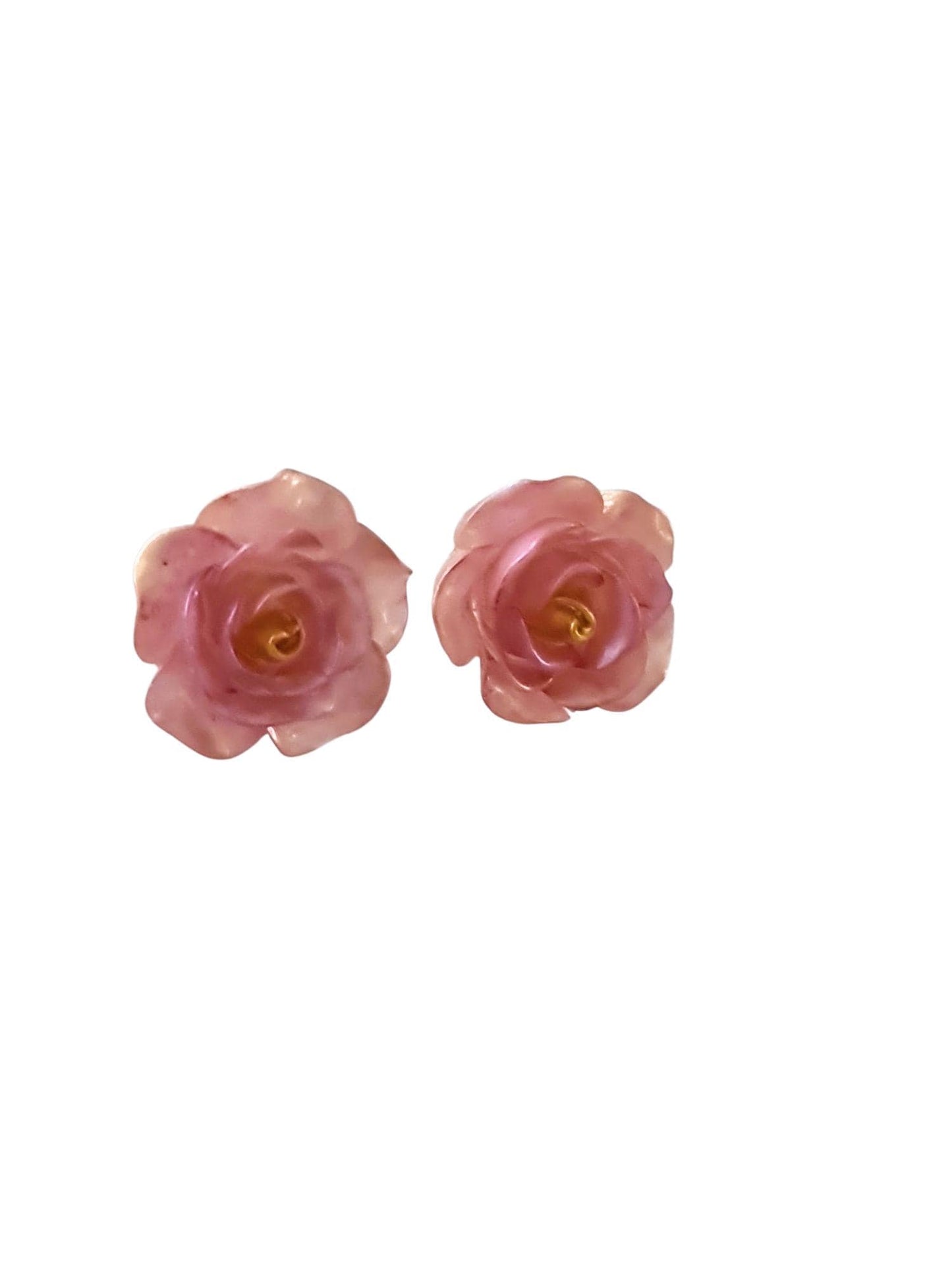 Handmade Pink Resin Rose Stud Earrings, Elegant Floral Earrings, Lightweight & Hypoallergenic, Gift for her, Flower Lover