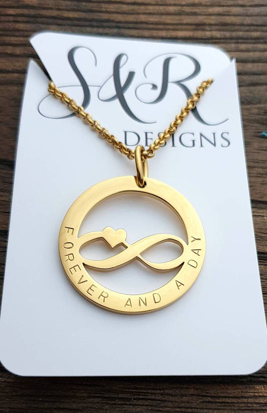 Infinity Heart Necklace, Personalised Necklace, Hand Stamped Necklace Design Pendant Stainless Steel. Mothers Day, Sister, Grandmother