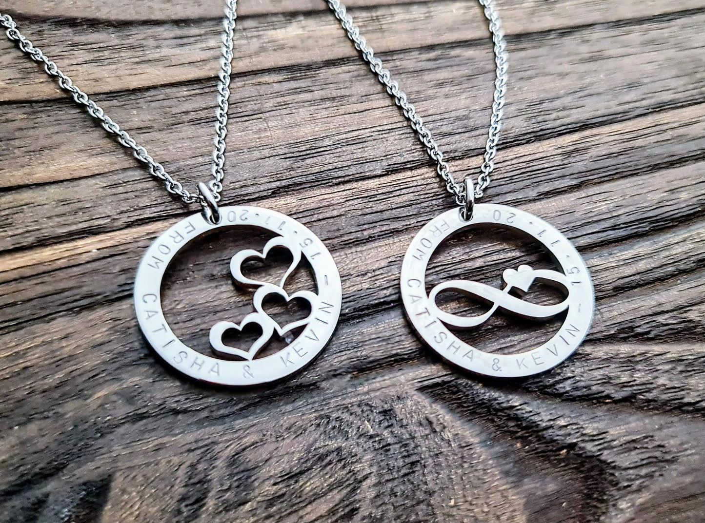 Infinity Heart Necklace, Personalised Necklace, Hand Stamped Necklace Design Pendant Stainless Steel. Mothers Day, Sister, Grandmother