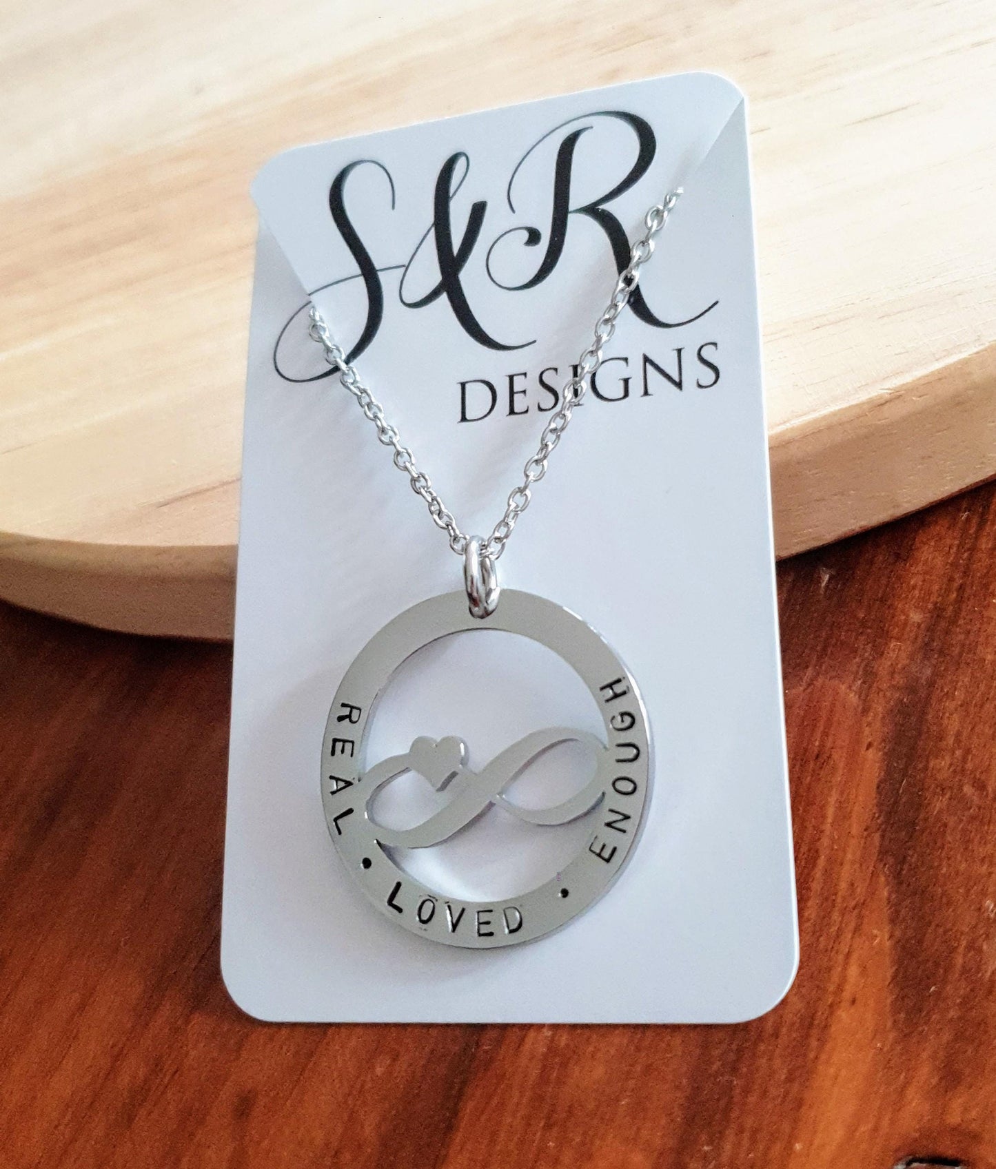 Infinity Heart Necklace, Personalised Necklace, Hand Stamped Necklace Design Pendant Stainless Steel. Mothers Day, Sister, Grandmother
