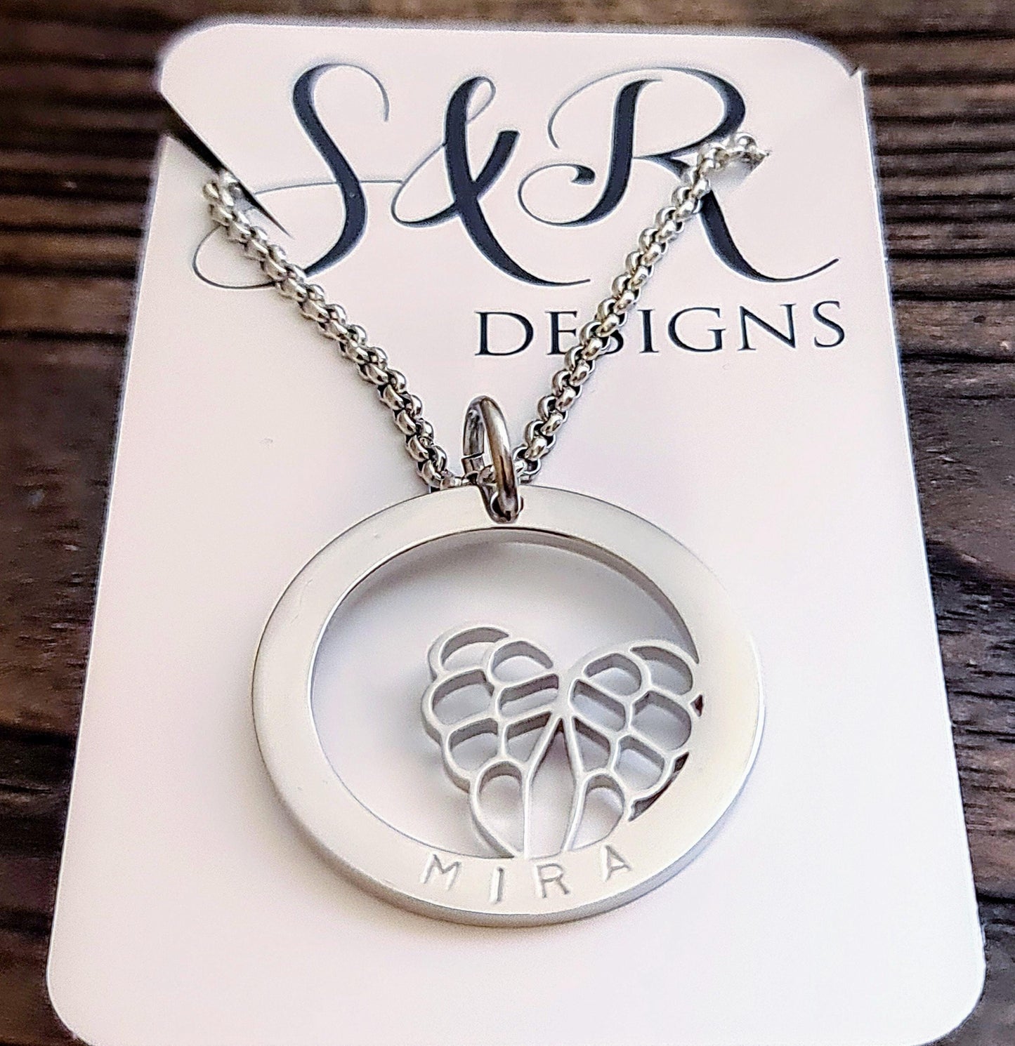 Butterfly Name Necklace, Personalized Necklace, Hand Stamped Necklace Design Pendant Stainless Steel. Choose Colour