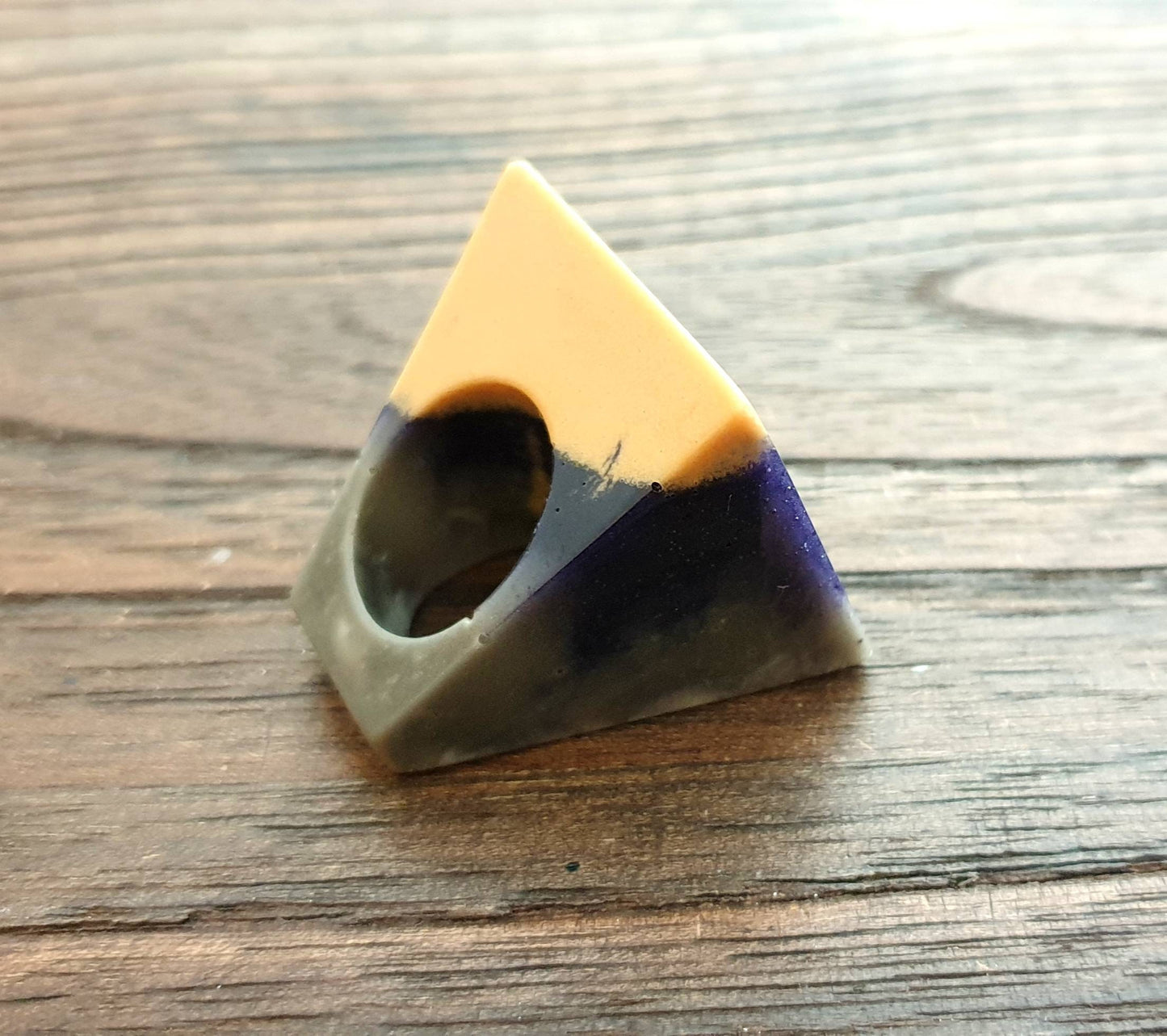 Statement Square Resin Ring, Handmade Size 7 US N AU Silver Grey Gold Purple swirls Ring