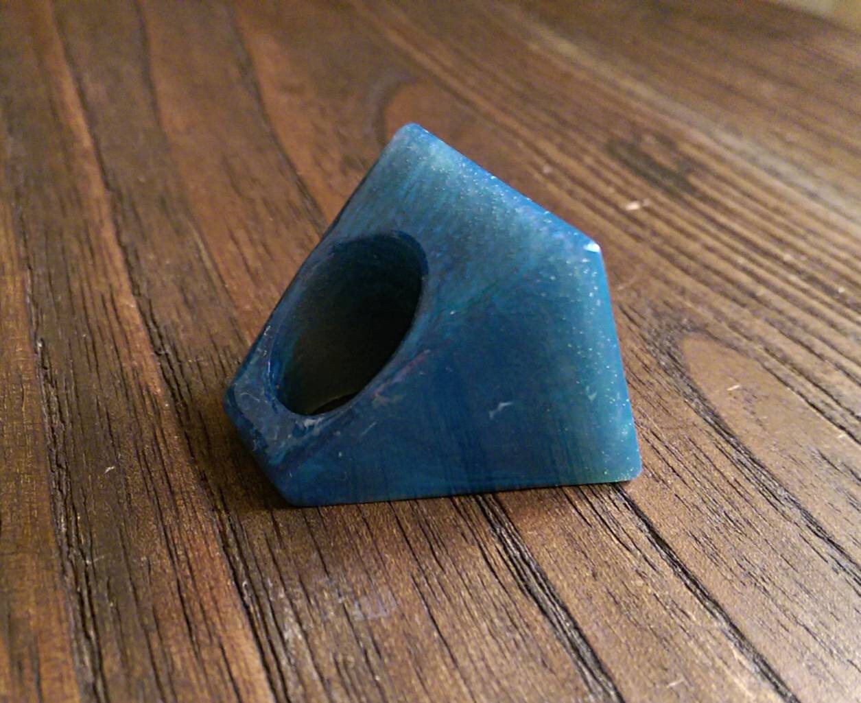 Handmade Square Resin Statement Ring: Blue & White Swirls, Size 7