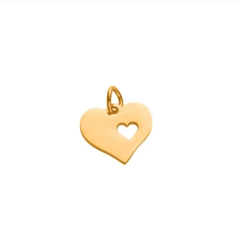 Add on Heart Charm for Bracelet or Necklace, Personalised Hand Stamped Charm with Jump Ring