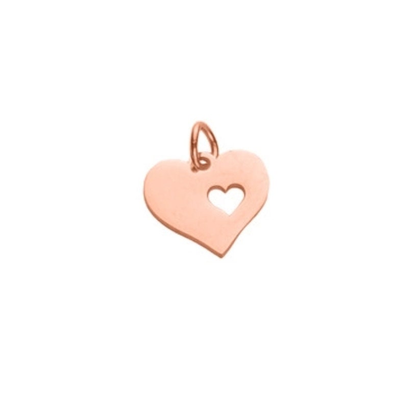 Add on Heart Charm for Bracelet or Necklace, Personalised Hand Stamped Charm with Jump Ring