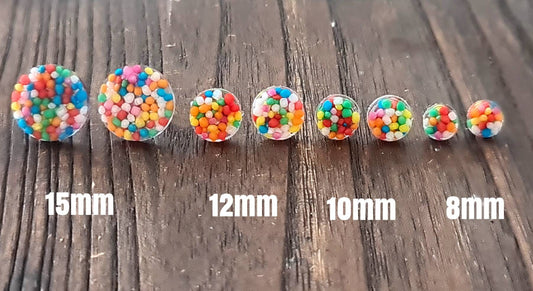 Circle Dot Resin Stud Earrings, 100s and 1000s Candy Lolly Earrings. Stainless Steel Minimalist Stud Earrings. 15mm, 12mm, 10mm or 8mm