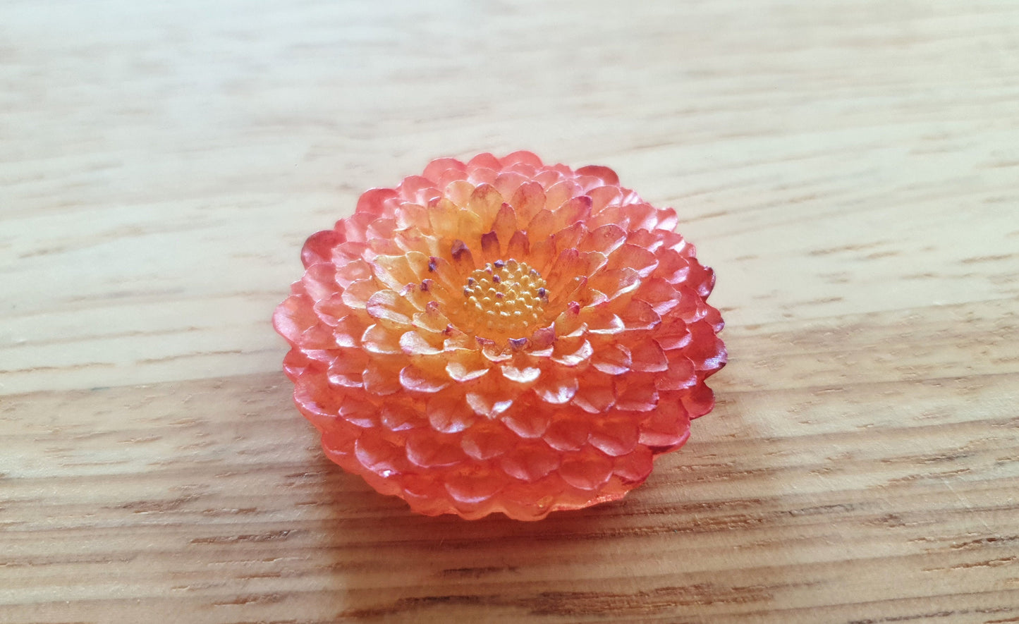 Chrysanthemum Flower Pin Brooch, Light Red Purple Flower Brooch with Stainless Steel Pin, Handmade Resin Brooch