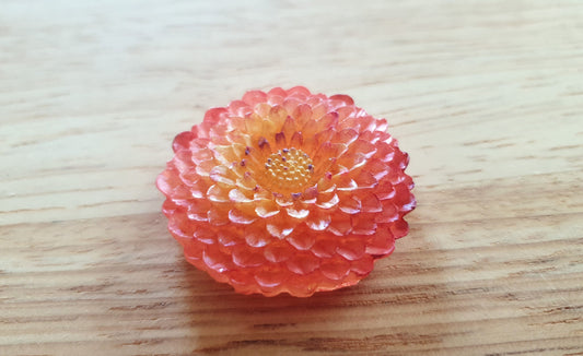 Chrysanthemum Flower Pin Brooch, Light Red Purple Flower Brooch with Stainless Steel Pin, Handmade Resin Brooch