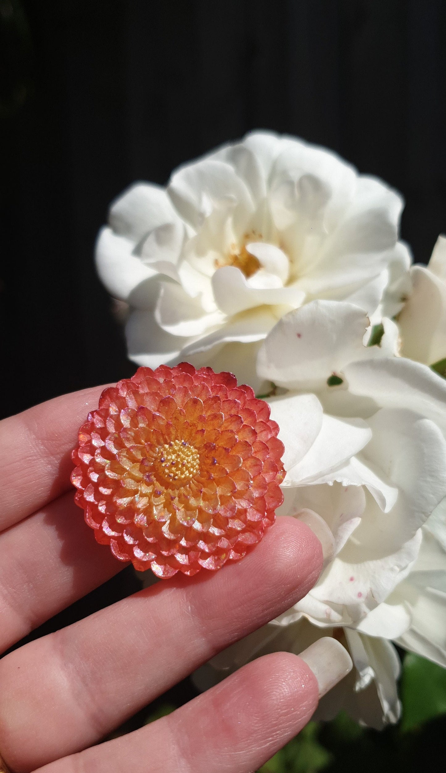 Chrysanthemum Flower Pin Brooch, Light Red Purple Flower Brooch with Stainless Steel Pin, Handmade Resin Brooch