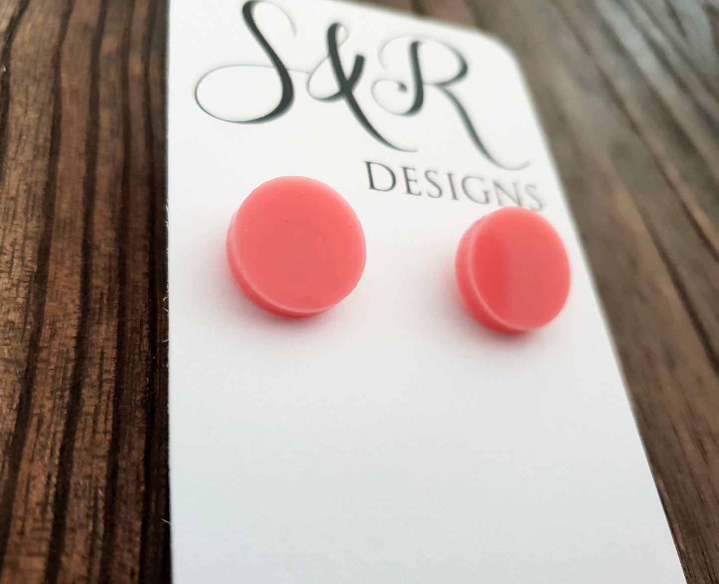Raspberry Sherbet Circle Stud Earrings, Acrylic Earrings, Stainless Steel Earrings. Light Pink earrings