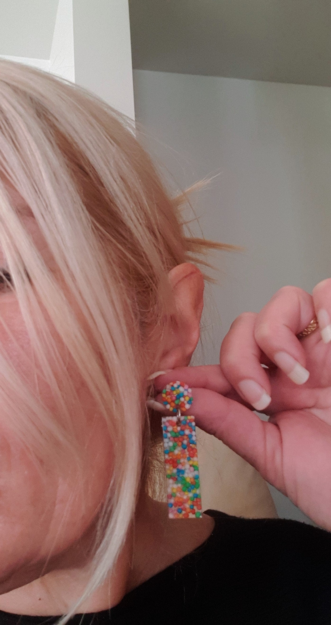 Rectangle Bar Earrings, Multi Colour Resin Dangles, 100s and 1000s Real Candy, Statement Earrings