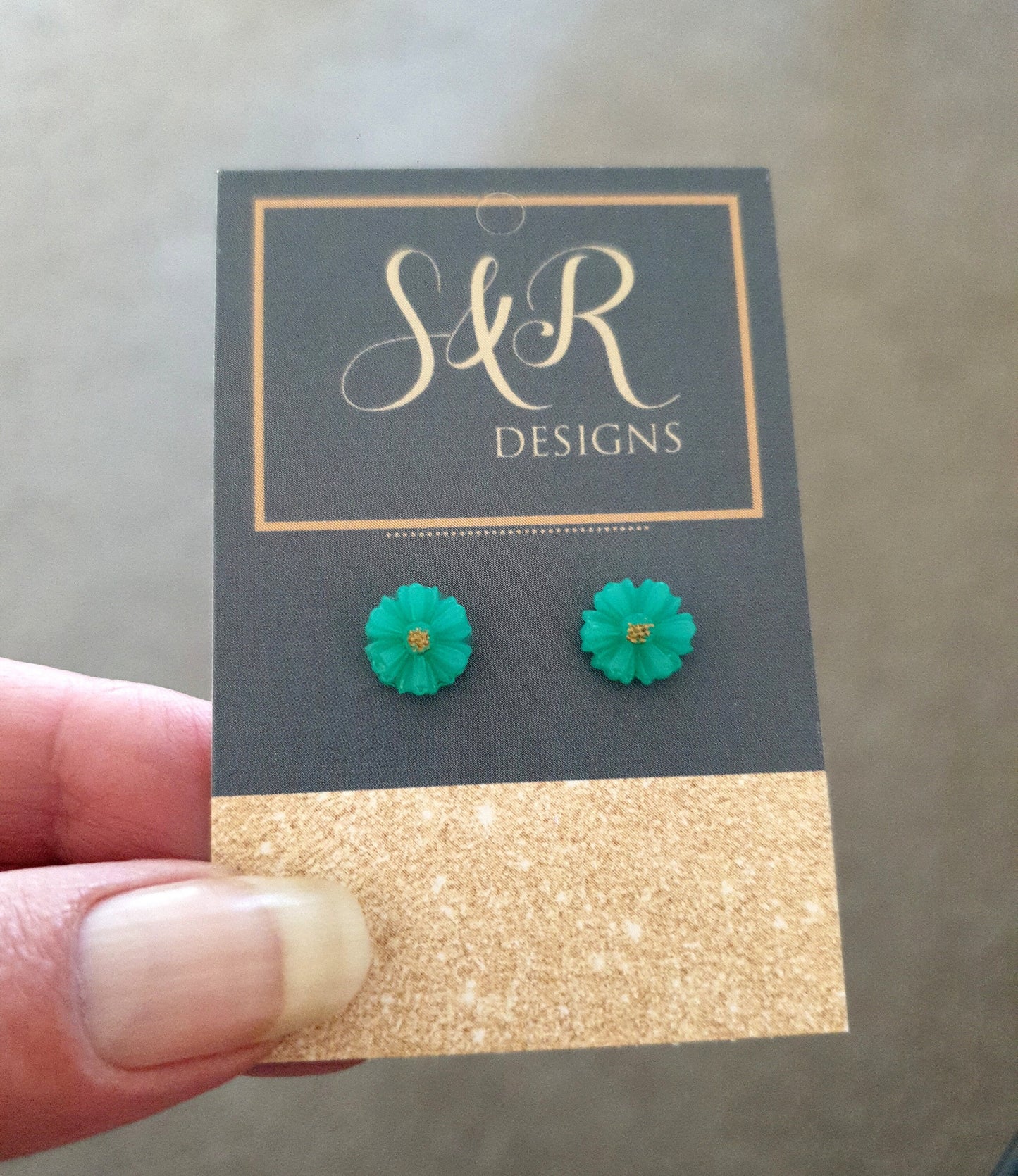 Teal Resin Stud Earrings, Choose your Style. Circle, Heart or Flower. Stainless Steel Minimalist Stud Earrings.