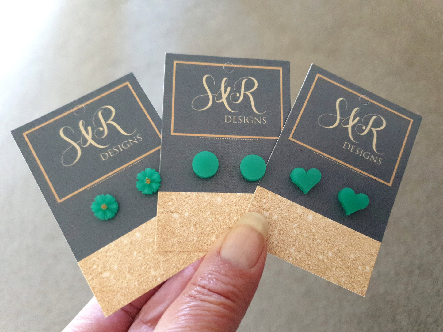 Teal Resin Stud Earrings, Choose your Style. Circle, Heart or Flower. Stainless Steel Minimalist Stud Earrings.
