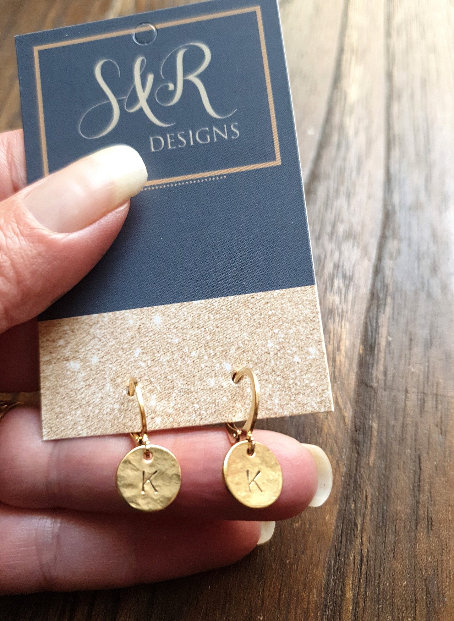 Gold Hammered Circle Disc Hoop Earrings, 10mm Gold Coin Disc, Stainless Steel Dangle, Personalised Minimalist Earrings