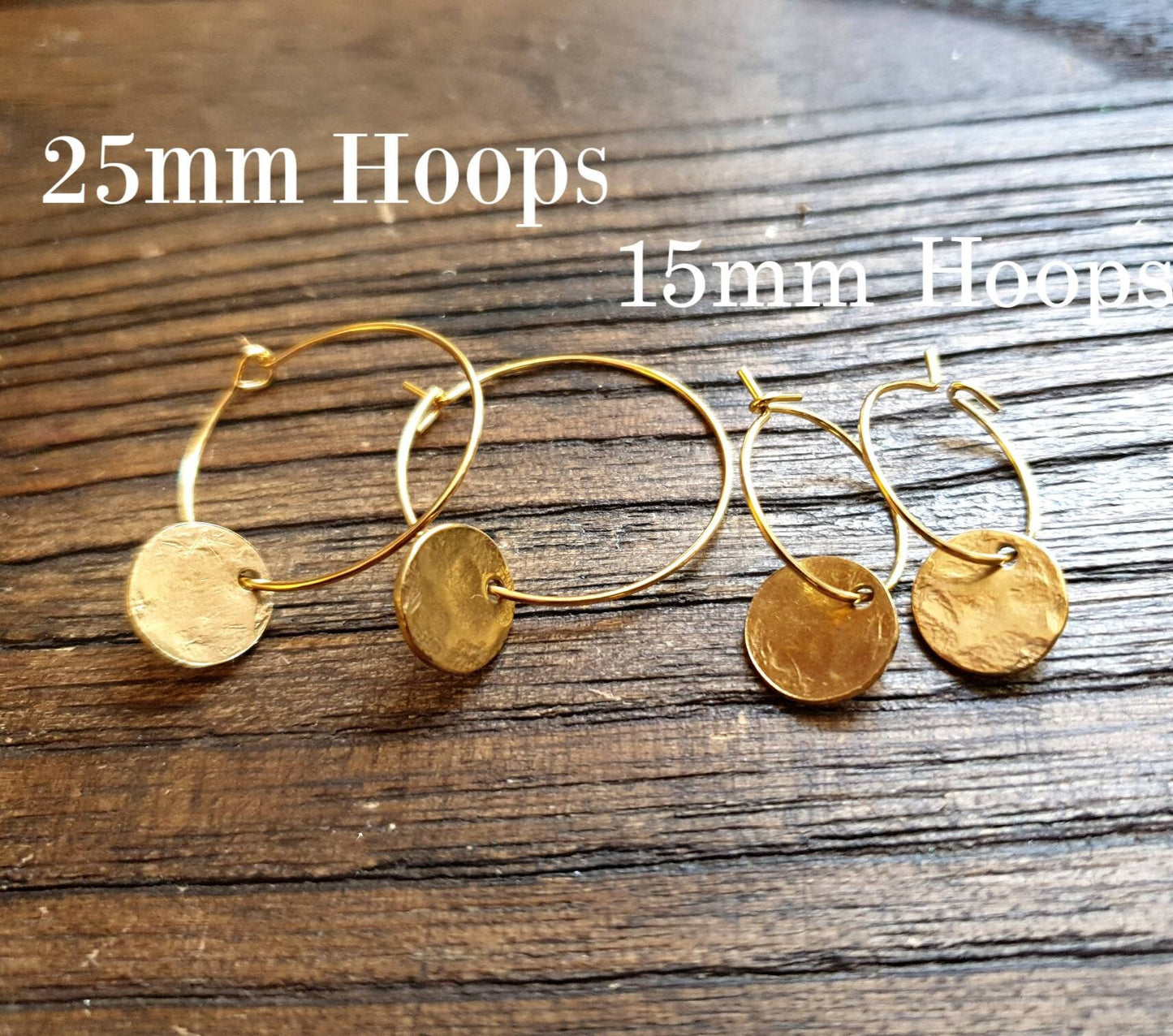 Gold Hammered Circle Disc Leverback Drop Earrings, Coin Disc Hoops, 10mm Disc Hooks, Stainless Steel Dangle Leverback, Minimalist Earrings
