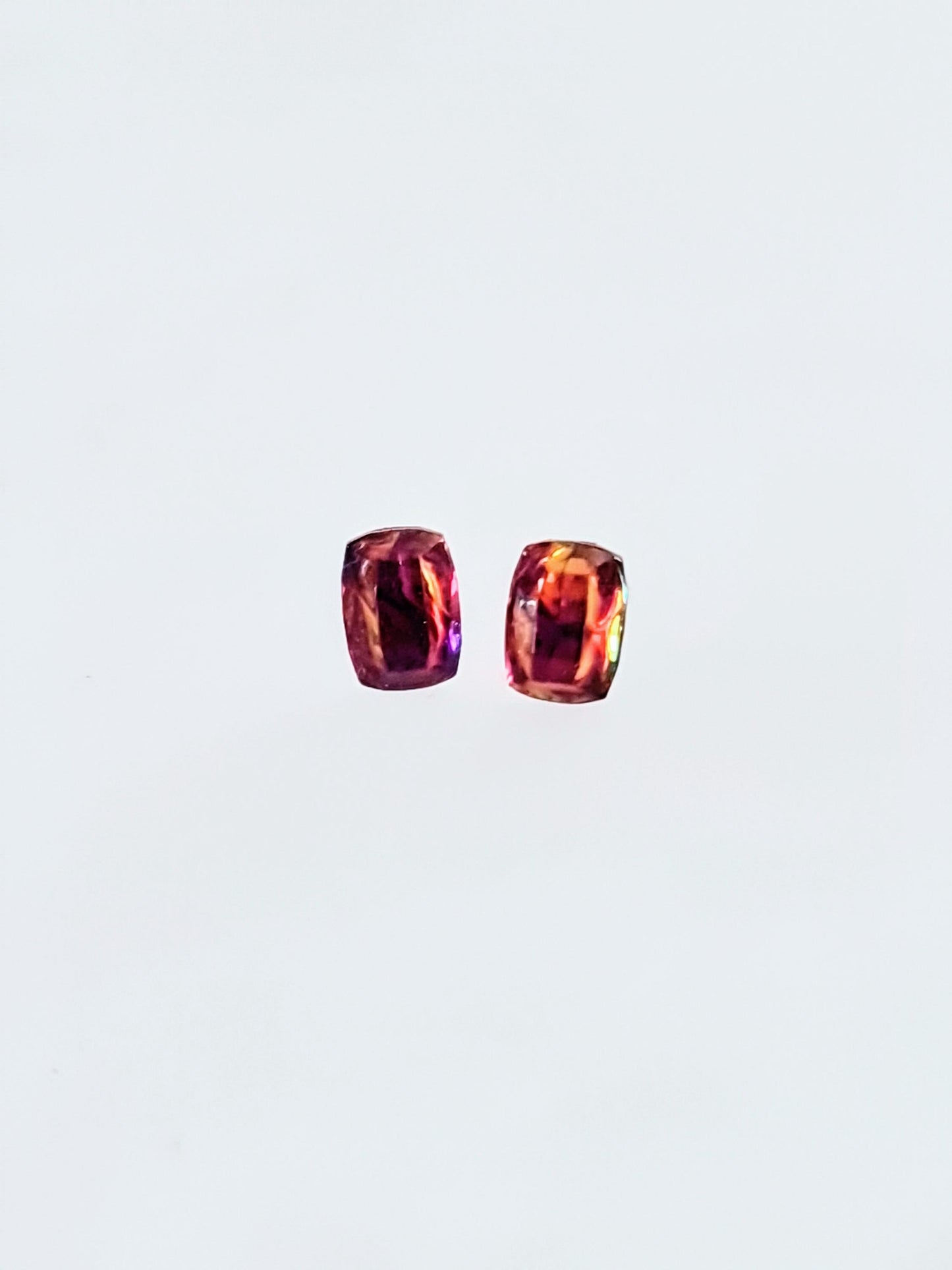Iridescent Red Rainbow Resin Stud Earrings with Stainless Steel Posts | Handmade Colorful Jewelry Gift | Gift for Her or Him