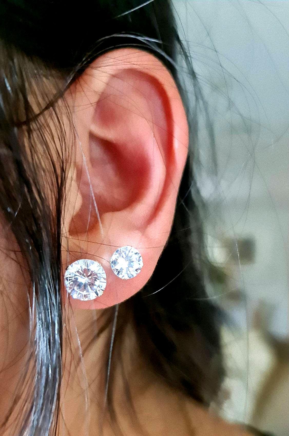 Sterling Silver CZ Stud Earrings, Cubic Zirconia Stud Earrings 2mm, 3mm, 4mm, 5mm, 6mm, 7mm, 8mm, 9mm, 10mm or 12mm, Sold as Pairs