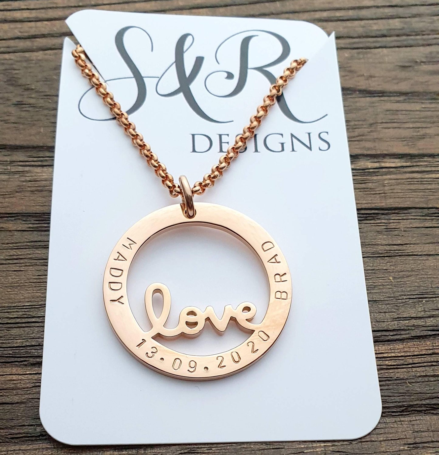 Personalised Name Necklace, Hand Stamped Necklace Design Pendant Stainless Steel. Choose design, Colour, Chain Length, Personalized Gift