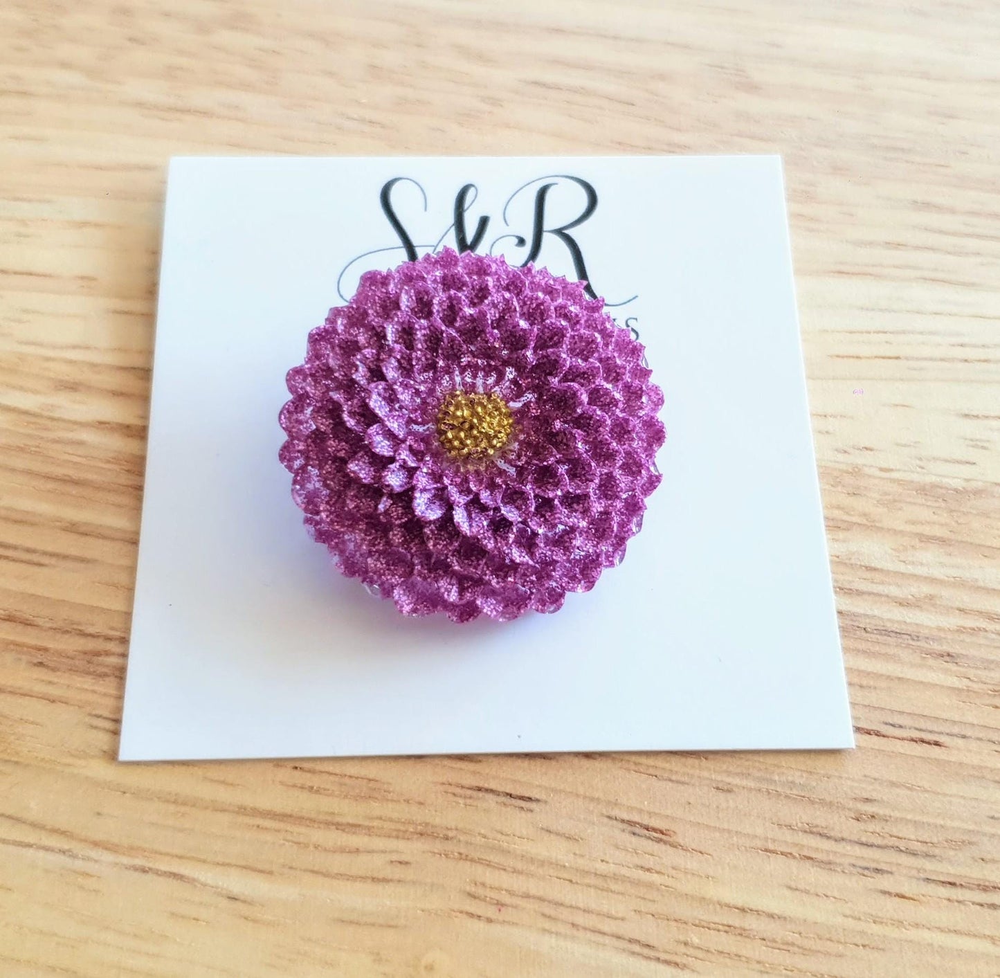 Chrysanthemum Flower Pin Brooch, Pink Flower Brooch with Stainless Steel Pin, Handmade Resin Brooch