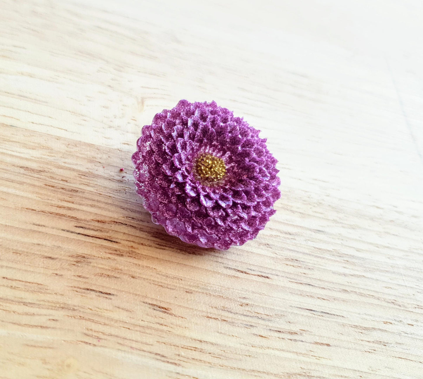 Chrysanthemum Flower Pin Brooch, Pink Flower Brooch with Stainless Steel Pin, Handmade Resin Brooch