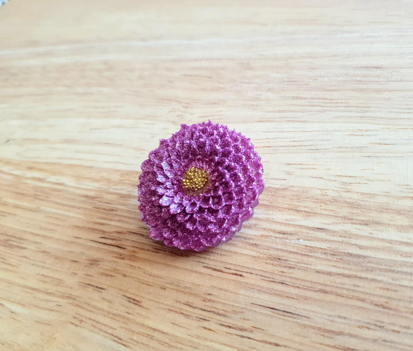 Chrysanthemum Flower Pin Brooch, Pink Flower Brooch with Stainless Steel Pin, Handmade Resin Brooch