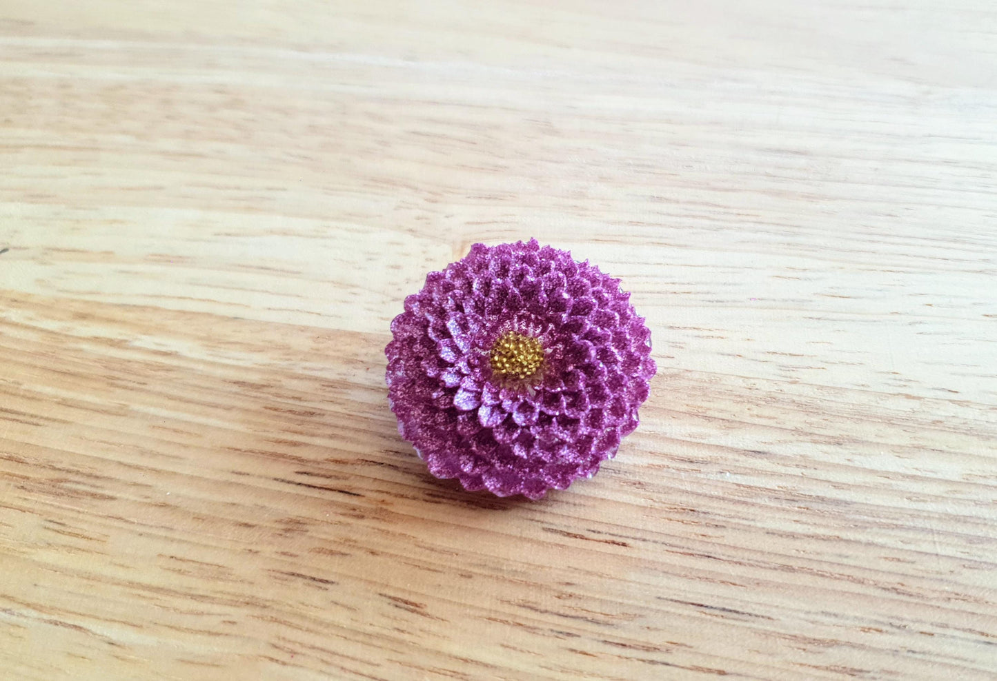 Chrysanthemum Flower Pin Brooch, Pink Flower Brooch with Stainless Steel Pin, Handmade Resin Brooch