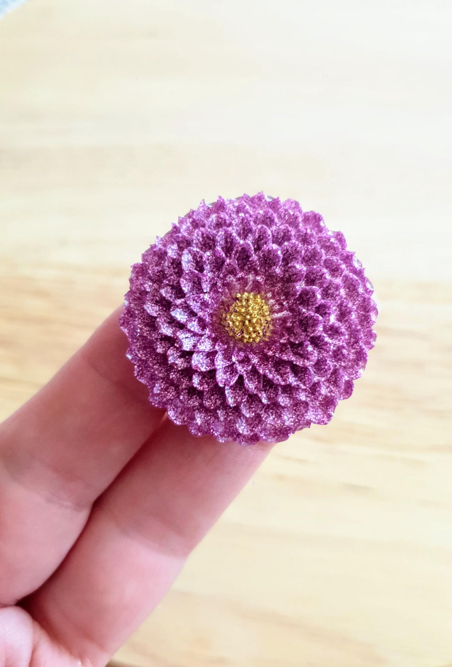 Chrysanthemum Flower Pin Brooch, Pink Flower Brooch with Stainless Steel Pin, Handmade Resin Brooch