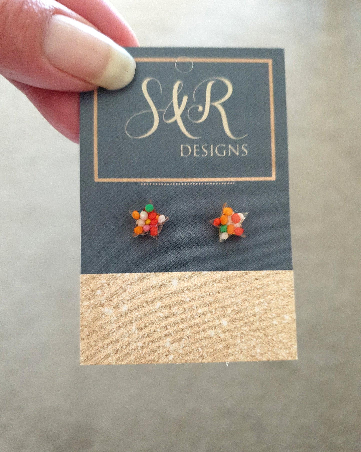 Multicoloured Resin Stud Earrings, Choose your Style. Heart or Stars 100s and 1000s Candy. Stainless Steel Minimalist Stud Earrings.