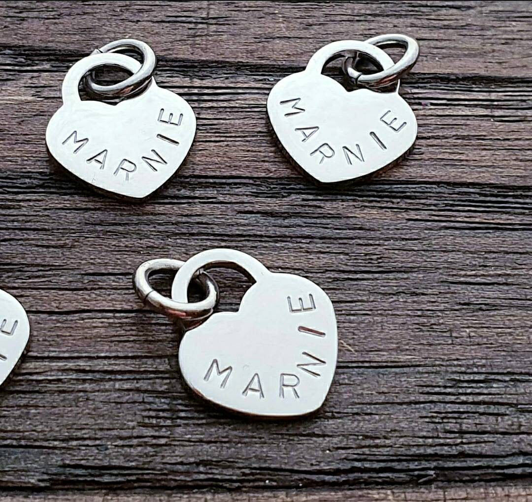 Add on Charm Bracelet or Necklace, Personalised Hand Stamped Charm, Owl, Ladybug, Evil Eye, Key, Flower, Heart, Star with Jump Ring