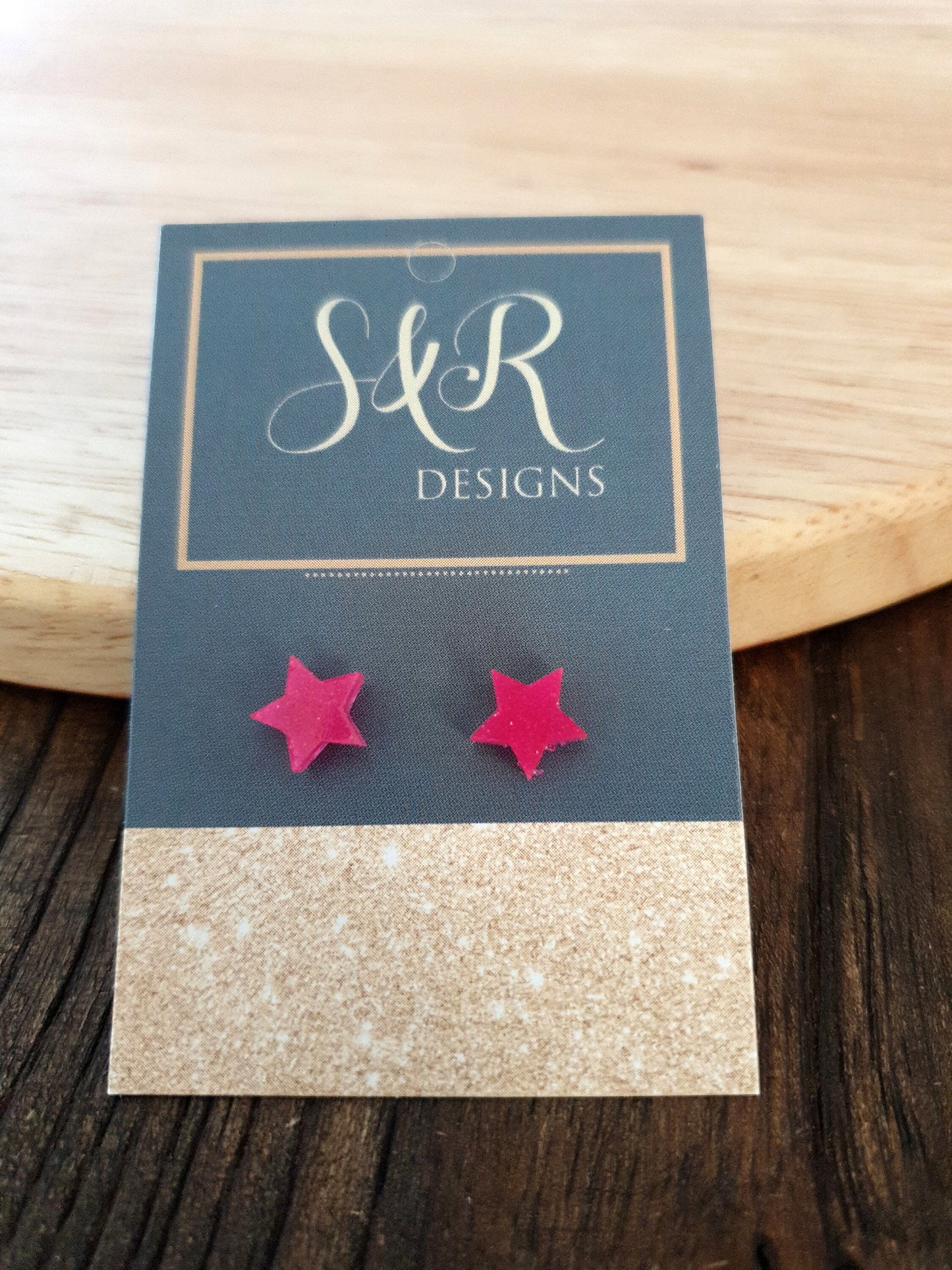 Pink Glitter Resin Stud Earrings, Choose your Style. Circle, Heart, Stars or Flower. Stainless Steel Minimalist Stud Earrings.