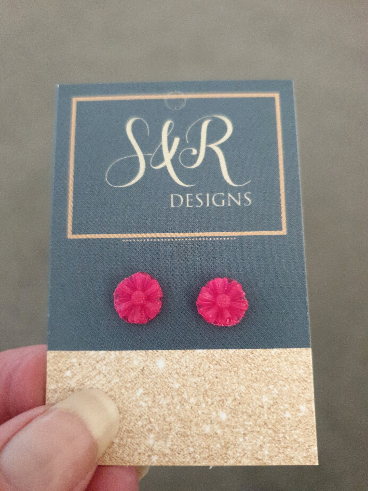 Pink Glitter Resin Stud Earrings, Choose your Style. Circle, Heart, Stars or Flower. Stainless Steel Minimalist Stud Earrings.