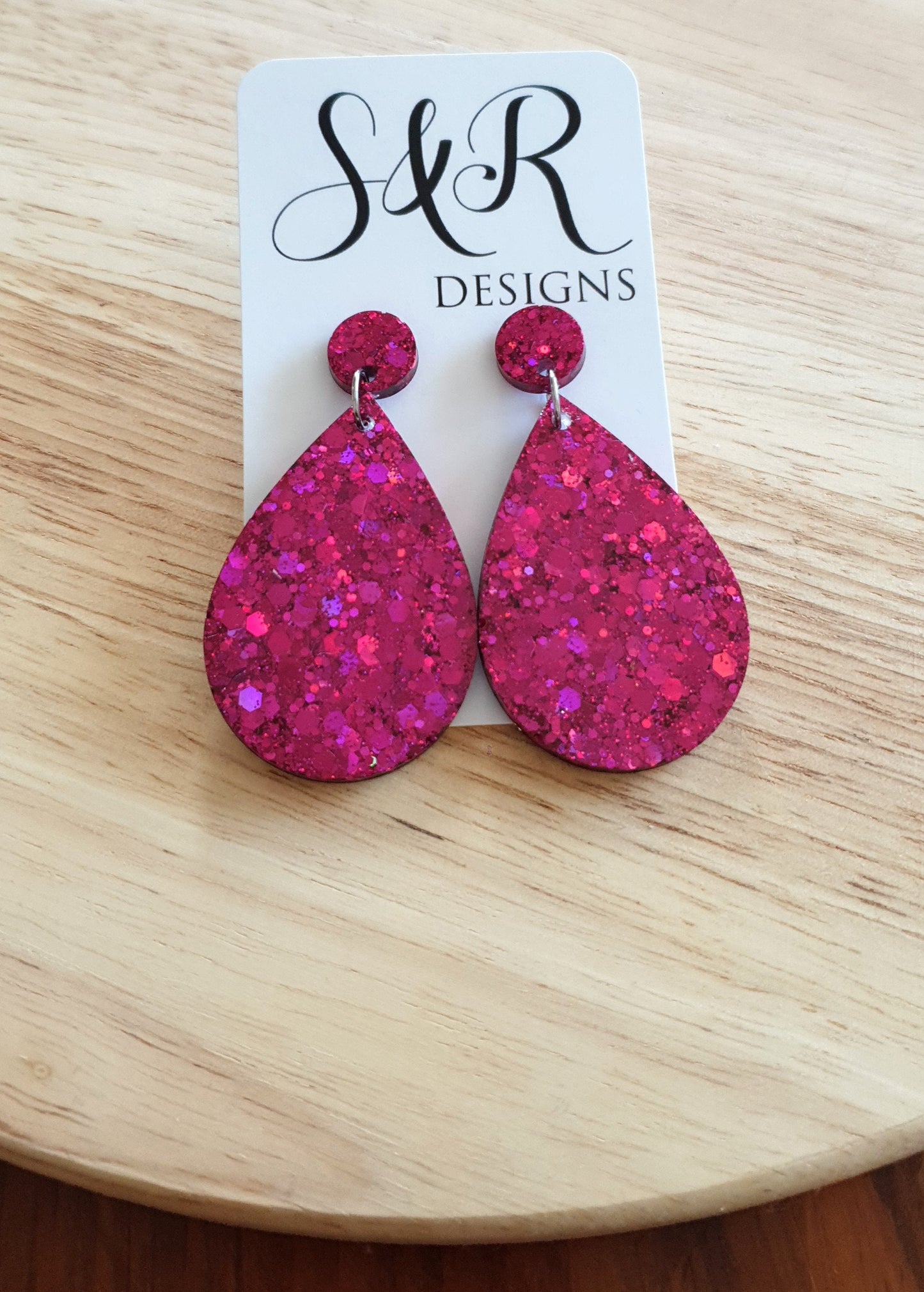 Pink Mix Bouquet Teardrops Resin Long Dangle Earrings, Pink Mix Glitter Resin Earrings, Stainless Steel Earrings Statement Dangles