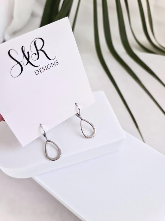 Teardrop Leverback Earrings, Stainless Steel Dangle Leverback, threaders or Hook Earrings in Silver or Gold