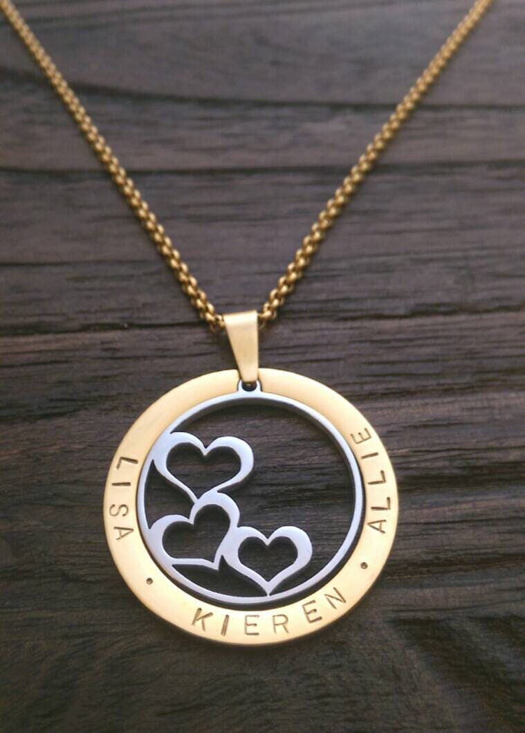 Personalized Name Necklace, Hand Stamped Design your Own Necklace, Choose Design and Colour Combination, Mothers Gift, Grandmother, Kids Nam