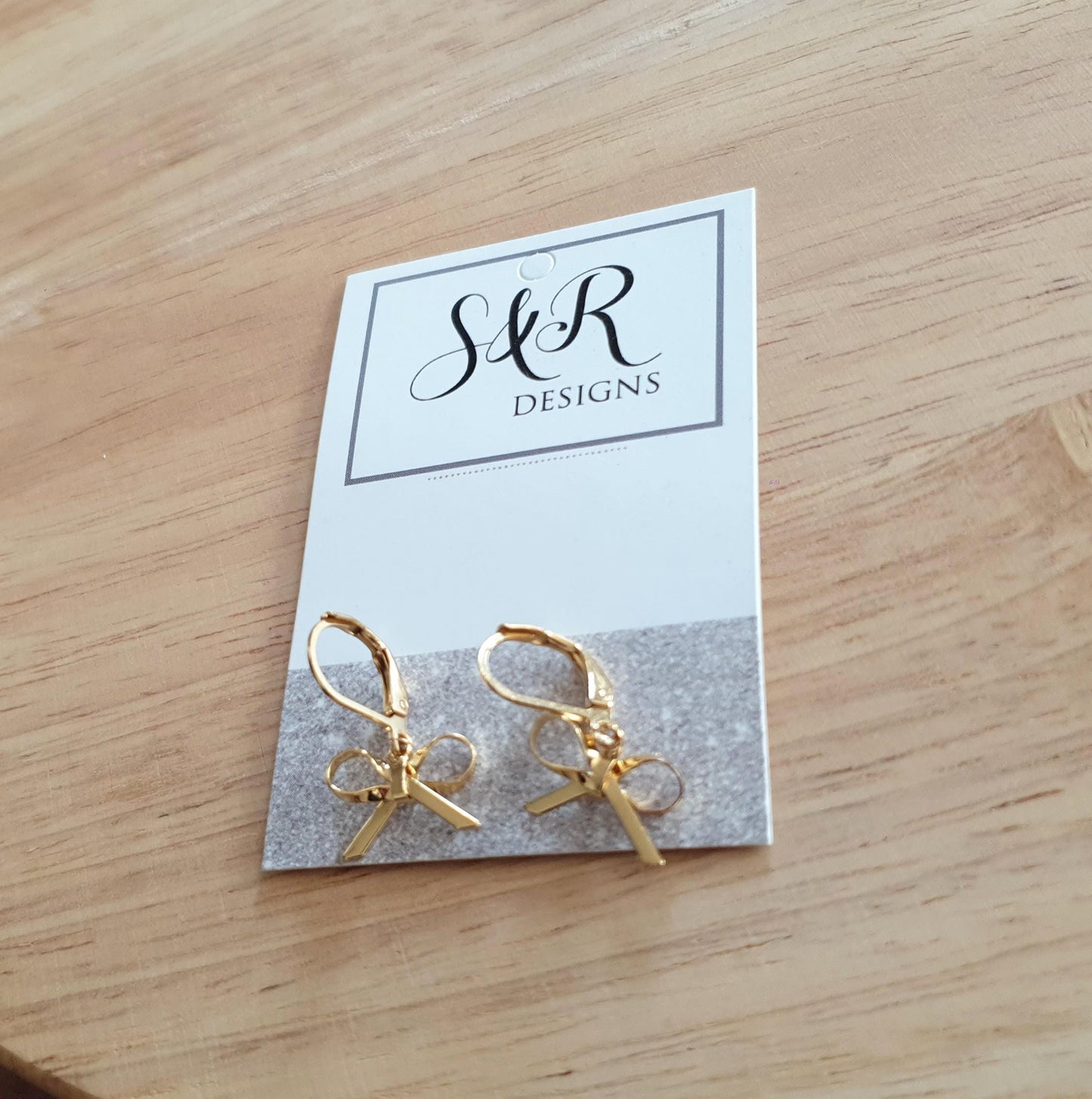 Gold Bow Leverback Earrings, Minimalist Bows Drop Earrings, Gold Stainless Steel Dangle Drops, Choose Leverback, Hoops or Hook Earwire.