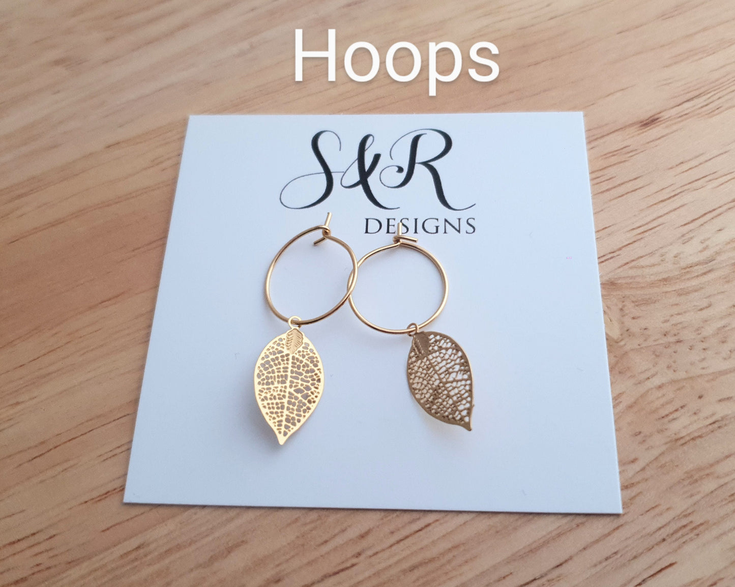 Gold Dainty Leaf Dangle Drop Earrings, Stainless Steel Dangle Choose Thread Earrings, Hook, Hoops or Leverback Earrings.