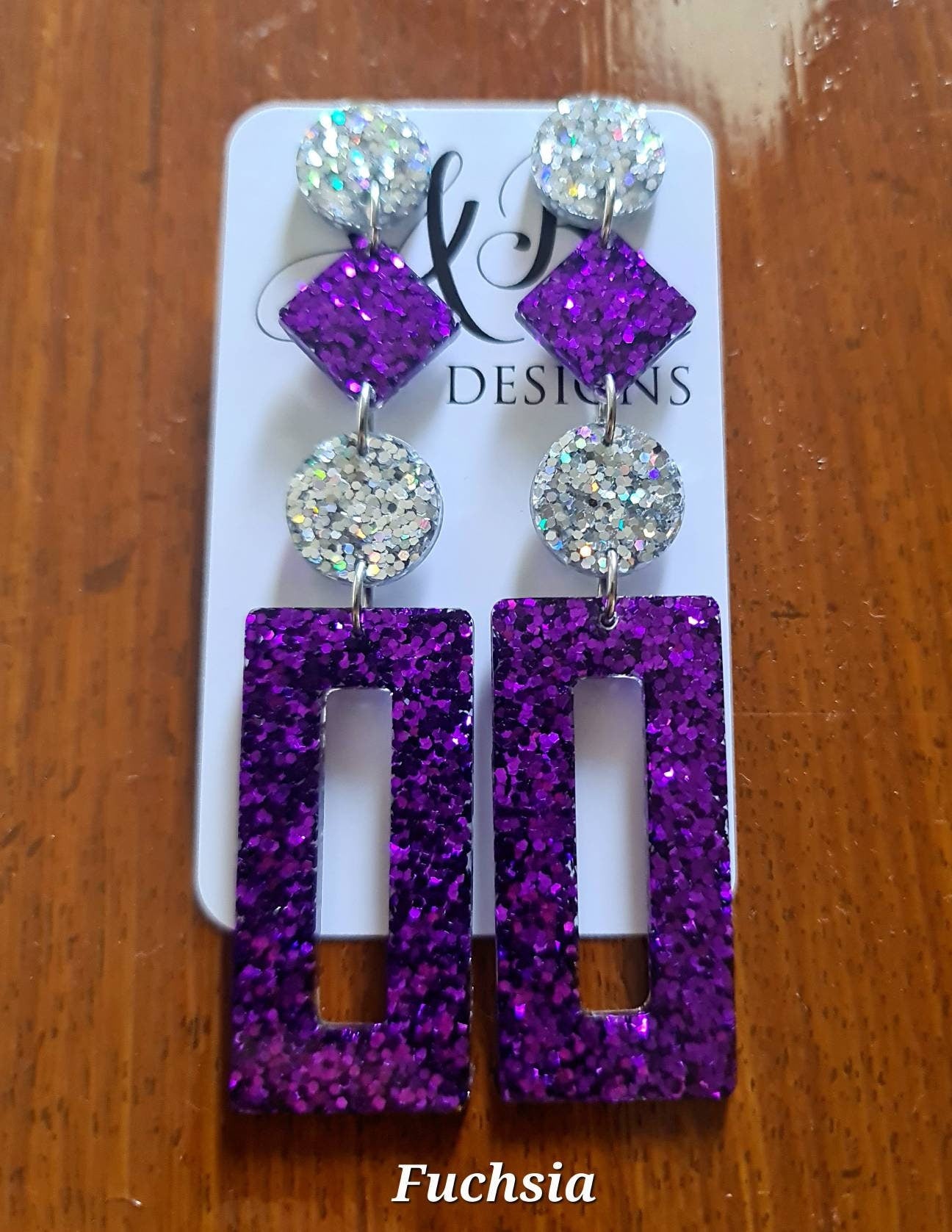 Design your Rectangle Long Dangle Earrings, Statement Glitter Extra Long Dangle Earrings or Choose Colour 10.5cm long