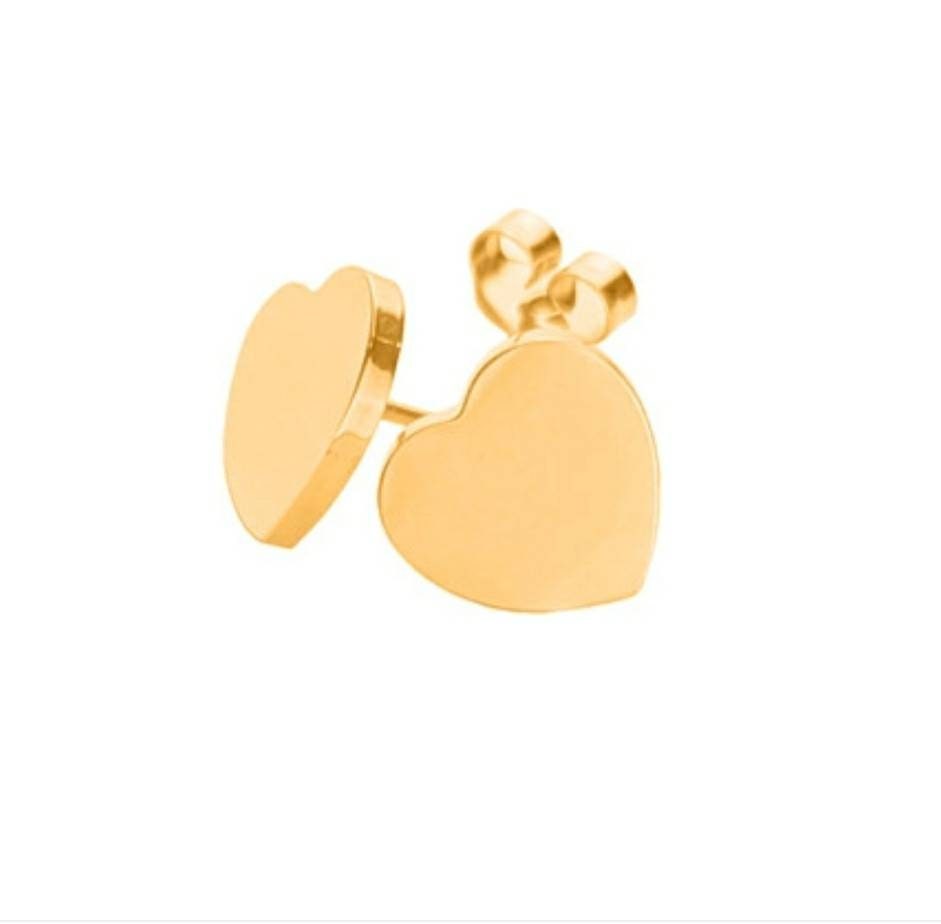 Personalised Heart Stud Earrings, Stainless Steel Hand Stamped Stud Earrings, Name or Initial Earrings. Choose Silver or Gold, 10mm
