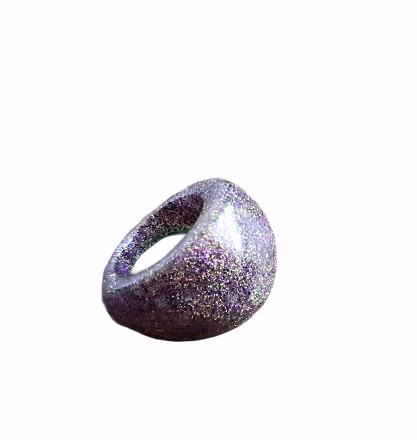 Statement Dome Ring, Resin Teal, Purple Ring, Handmade Size 7 US N AU