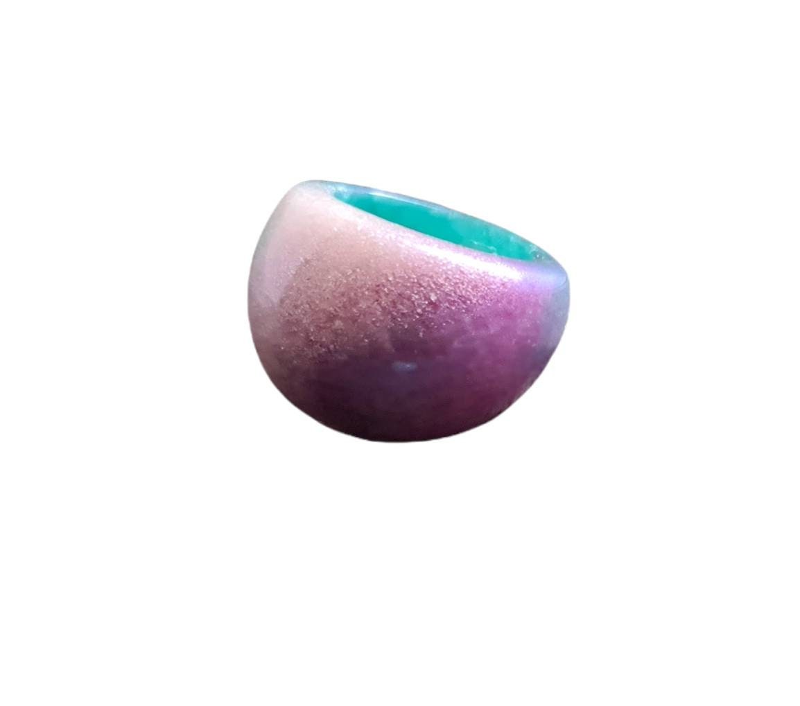 Statement Dome Ring, Resin Teal, White, Purple, Blue Ring, Handmade Size 7 US N AU