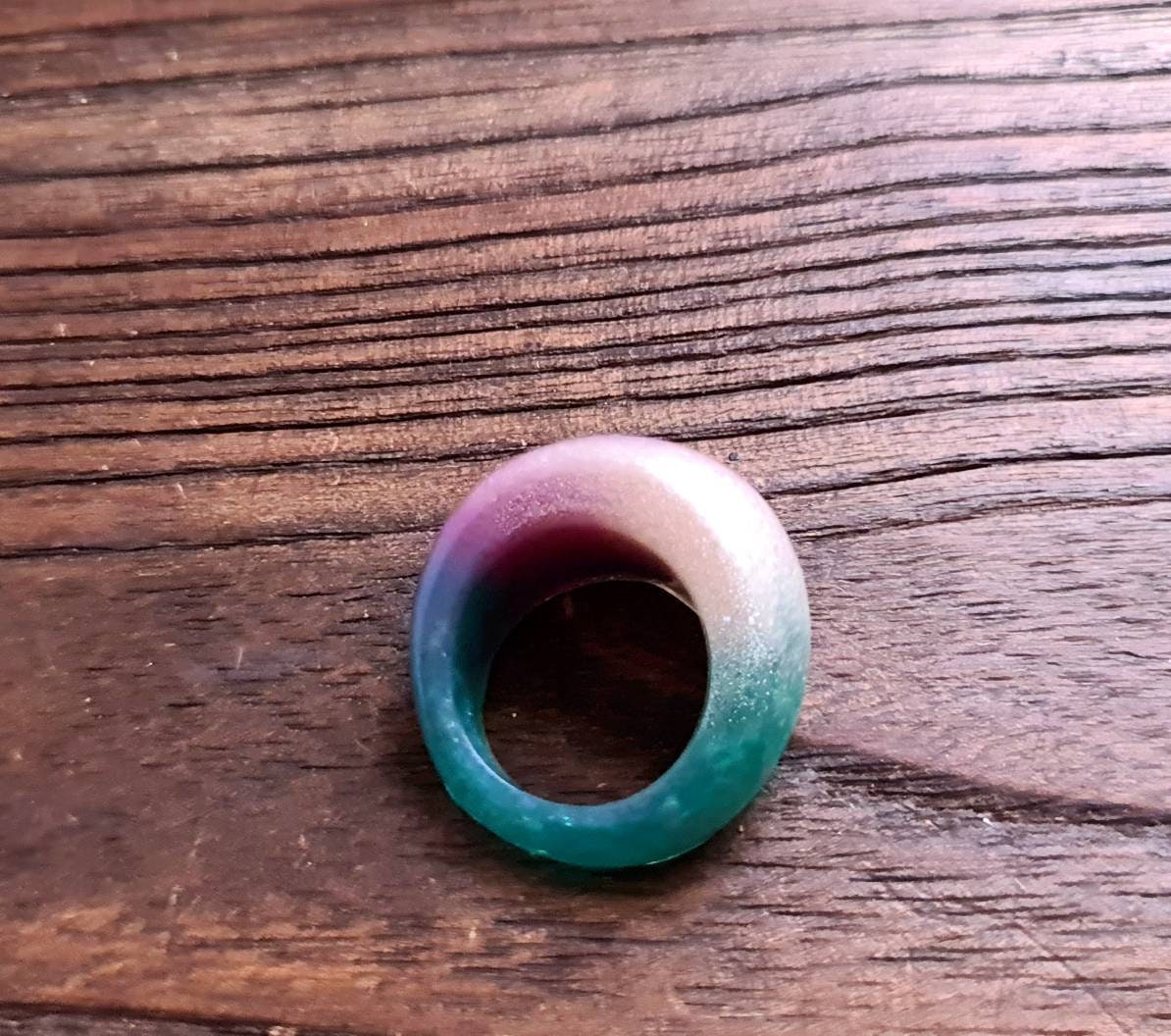 Statement Dome Ring, Resin Teal, White, Purple, Blue Ring, Handmade Size 7 US N AU