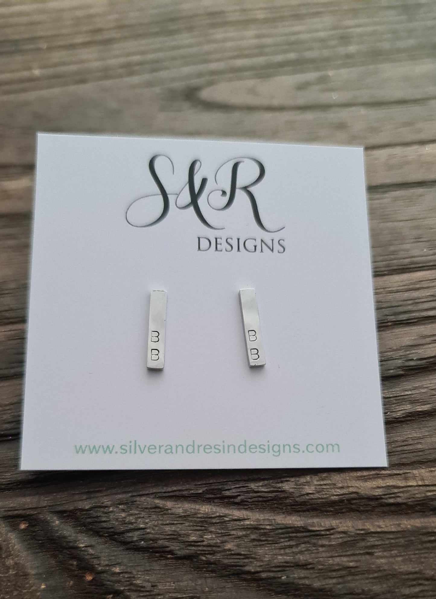 Personalized Gold Bar Stud Earrings, Hand Stamped Personalised Bar Studs, Choose Silver, Gold or Rose Gold Stainless Steel