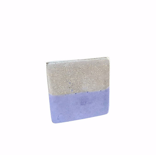Statement Square Resin Ring, Handmade Size 7 US N AU. Light Purple and Grey with Gold Glitter