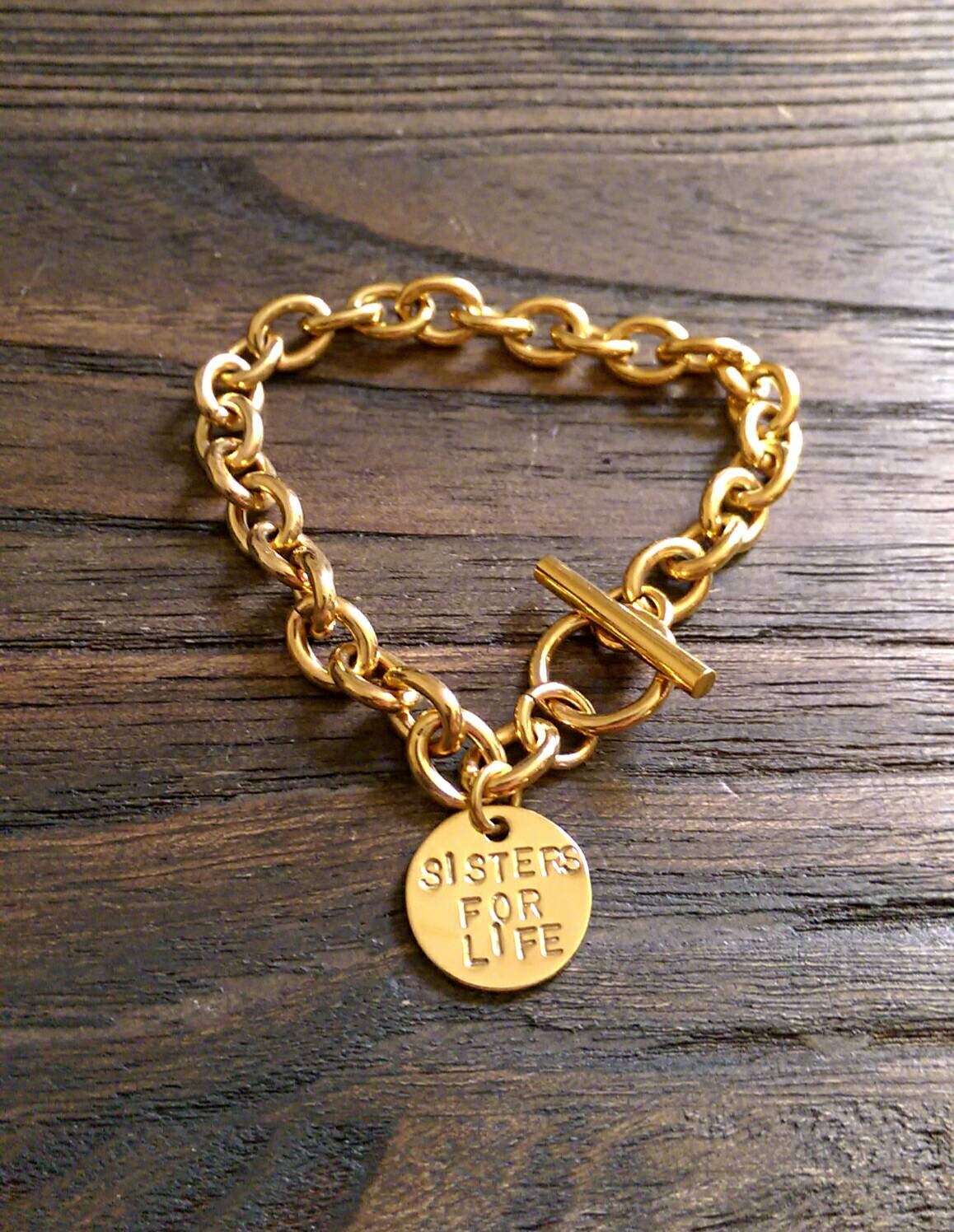 Personalised 18k Gold Hand-Stamped Toggle Bracelet - Custom Name or Date - Silver, Gold, Rose Gold - Add Charms for a Statement Piece